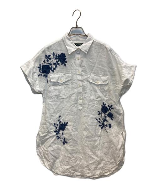 LAUREN RALPH LAUREN（ローレンラルフローレン）LAUREN RALPH LAUREN (ローレンラルフローレン) リネンプルオーバーシャツ ホワイト サイズ:Mの古着・服飾アイテム