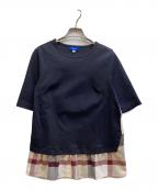 BLUE LABEL CRESTBRIDGEブルーレーベルクレストブリッジ）の古着「チェック切替カットソー」｜ブラック