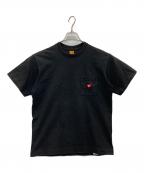 HUMAN MADEヒューマンメイド）の古着「ハートロゴ刺繍ポケットTシャツ」｜ブラック