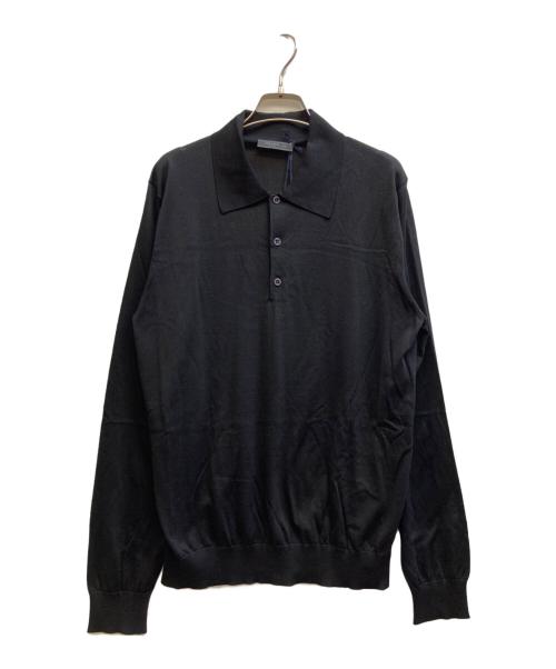 PRADA（プラダ）PRADA (プラダ) シルク混ニットポロシャツ ブラック サイズ:50の古着・服飾アイテム