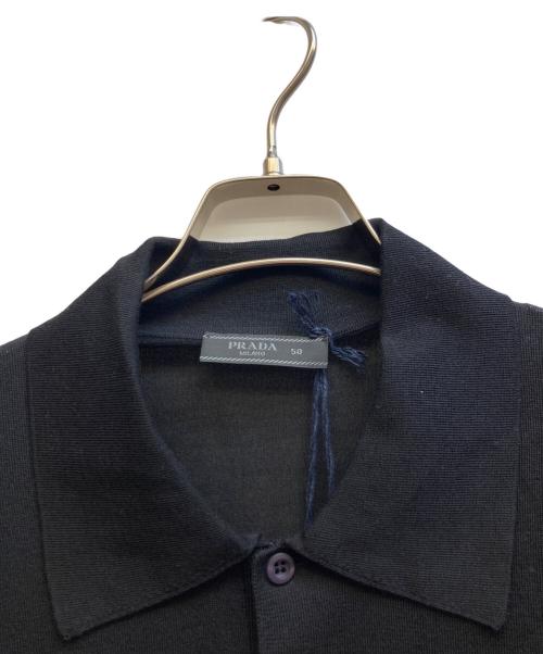 PRADA（プラダ）PRADA (プラダ) シルク混ニットポロシャツ ブラック サイズ:50の古着・服飾アイテム