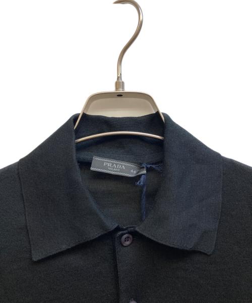 PRADA（プラダ）PRADA (プラダ) シルク混ニットポロシャツ ブラック サイズ:44の古着・服飾アイテム