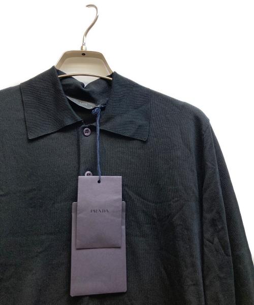 PRADA（プラダ）PRADA (プラダ) シルク混ニットポロシャツ ブラック サイズ:44の古着・服飾アイテム