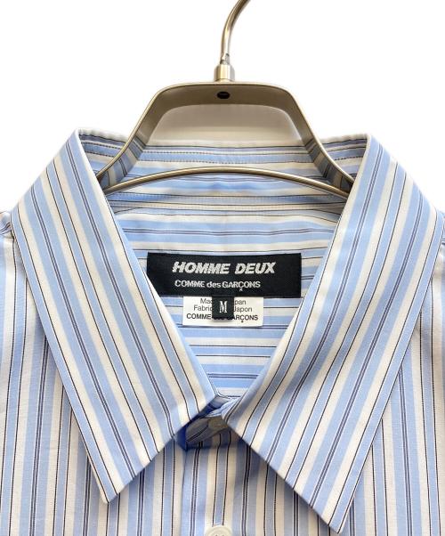 COMME des GARCONS HOMME DEUX（コムデギャルソン オム ドゥ）COMME des GARCONS HOMME DEUX (コムデギャルソン オム ドゥ) 半袖ストライプシャツ ブルー サイズ:Mの古着・服飾アイテム
