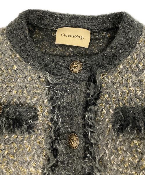 Curensology（カレンソロジー）Curensology (カレンソロジー) ニットツイードジャケット グレー サイズ:FREEの古着・服飾アイテム
