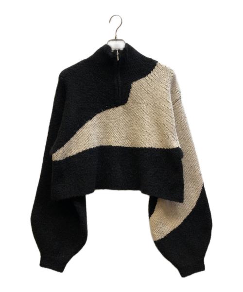 kunth marf（クヌースマーフ）kunth marf (クヌースマーフ) half zip bicolor knit ブラック サイズ:Freeの古着・服飾アイテム