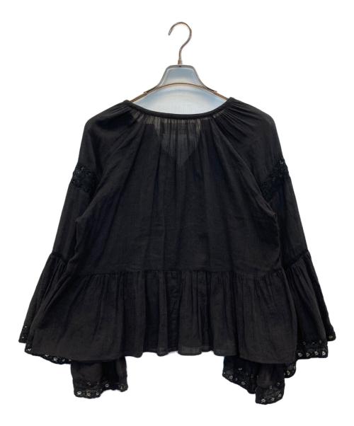 sara mallika（サラマリカ）sara mallika (サラマリカ) GAUZE LACE BIG SLEEVE TOPS ブラック サイズ:-の古着・服飾アイテム