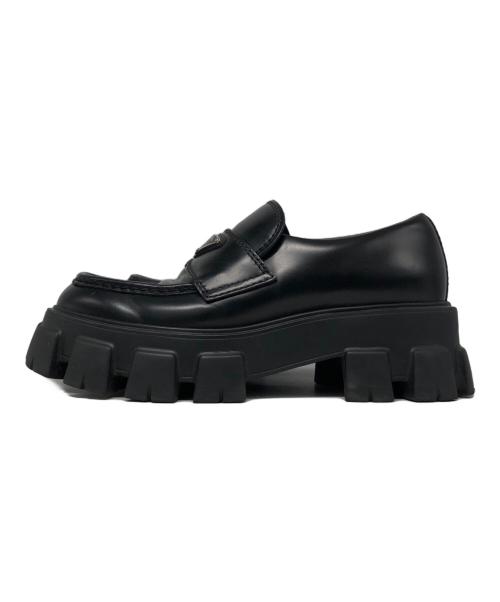 PRADA（プラダ）PRADA (プラダ) モノリス ブラッシュドレザー ローファー ブラック サイズ:6の古着・服飾アイテム