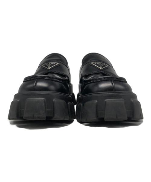 PRADA（プラダ）PRADA (プラダ) モノリス ブラッシュドレザー ローファー ブラック サイズ:6の古着・服飾アイテム