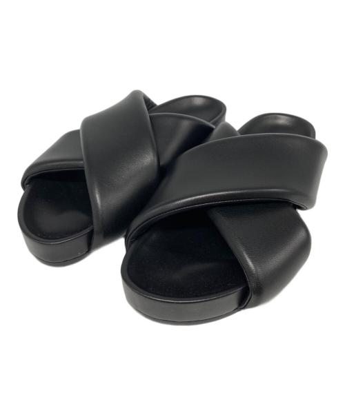 JIL SANDER（ジルサンダー）JIL SANDER (ジルサンダー) クロスストラップサンダル ブラック サイズ:41の古着・服飾アイテム