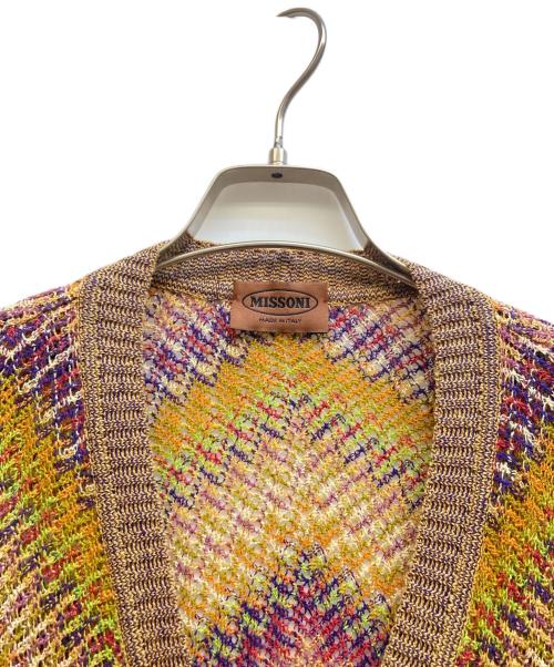 missoni（ミッソーニ）missoni (ミッソーニ) Vネックリネンカーディガン イエロー サイズ:記載なしの古着・服飾アイテム