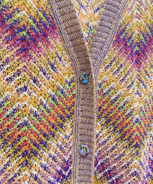 missoni（ミッソーニ）missoni (ミッソーニ) Vネックリネンカーディガン イエロー サイズ:記載なしの古着・服飾アイテム