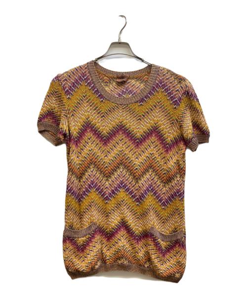 missoni（ミッソーニ）MISSONI (ミッソーニ) S/Sリネンクルーネックニット イエロー サイズ:記載なしの古着・服飾アイテム