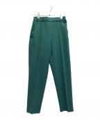 YORIヨリ）の古着「ピンタックストレッチパンツ」｜グリーン