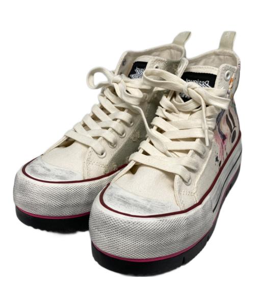 Desigual（デシグアル）Desigual (デシグアル) Disney (ディズニー) ハイカットスニーカー ホワイト サイズ:6の古着・服飾アイテム