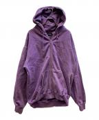X-LARGEエクストララージ）の古着「PIGMENT DYED EMBOSS LOGO ZIP HOODED SWEAT」｜パープル
