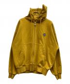 KEBOZケボズ）の古着「ワンポイントワッペンジップアップパーカー」｜イエロー