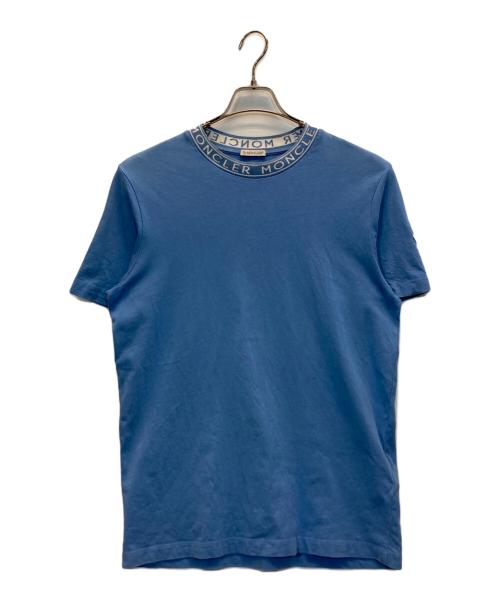 MONCLER（モンクレール）MONCLER (モンクレール) ネックロゴ刺繍Tシャツ ブルー サイズ:Mの古着・服飾アイテム