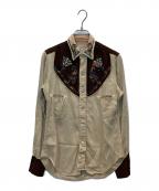 LAS VEGASラスベガス）の古着「レーヨン刺繍ウエスタンシャツ」｜ベージュ