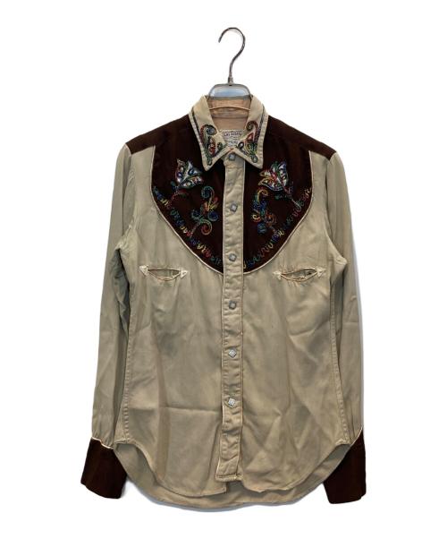 LAS VEGAS（ラスベガス）LAS VEGAS (ラスベガス) レーヨン刺繍ウエスタンシャツ ベージュ サイズ:Sの古着・服飾アイテム