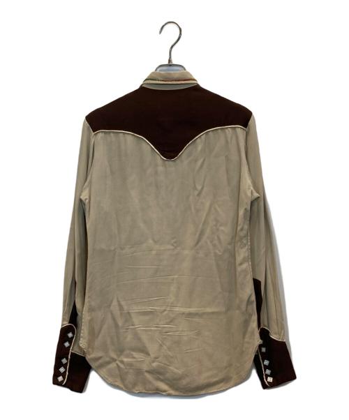 LAS VEGAS（ラスベガス）LAS VEGAS (ラスベガス) レーヨン刺繍ウエスタンシャツ ベージュ サイズ:Sの古着・服飾アイテム