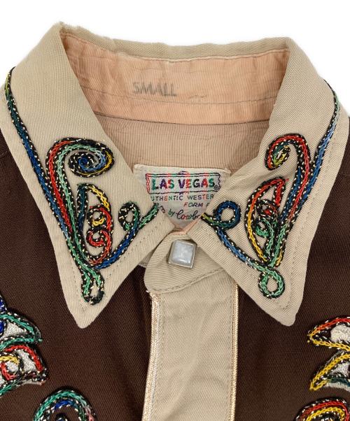 LAS VEGAS（ラスベガス）LAS VEGAS (ラスベガス) レーヨン刺繍ウエスタンシャツ ベージュ サイズ:Sの古着・服飾アイテム