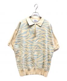 KEBOZ（ケボズ）の古着「ゼブラ柄ニットポロシャツ」｜ブルー
