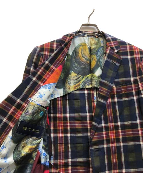 ETRO（エトロ）ETRO (エトロ) チェックリネンコットンチェックテーラードジャケット マルチカラー サイズ:48の古着・服飾アイテム