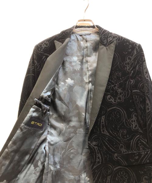 ETRO（エトロ）ETRO (エトロ) ペイズリー柄ベロアテーラードジャケット ブラック サイズ:48の古着・服飾アイテム