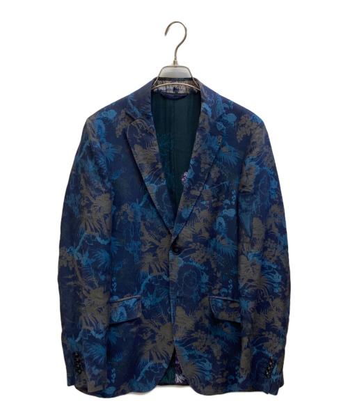 ETRO（エトロ）ETRO (エトロ) 総柄テーラードジャケット ブルー サイズ:46の古着・服飾アイテム