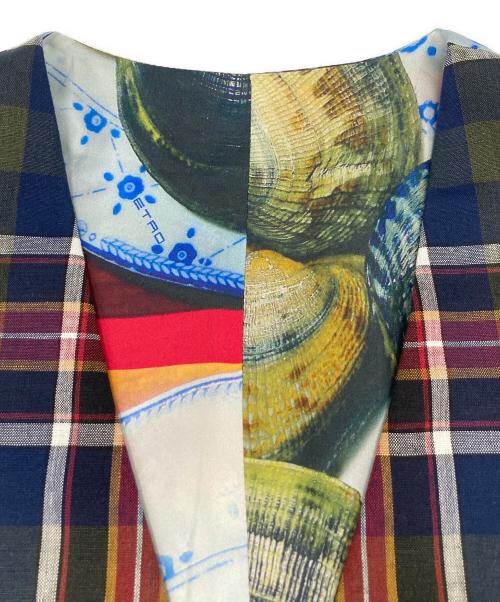ETRO（エトロ）ETRO (エトロ) チェックベスト ネイビー サイズ:48の古着・服飾アイテム