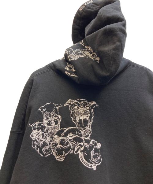 SUPREME（シュプリーム）Supreme (シュプリーム) Pitbulls Embroidered Hooded Sweatshirt ブラック サイズ:XLargeの古着・服飾アイテム
