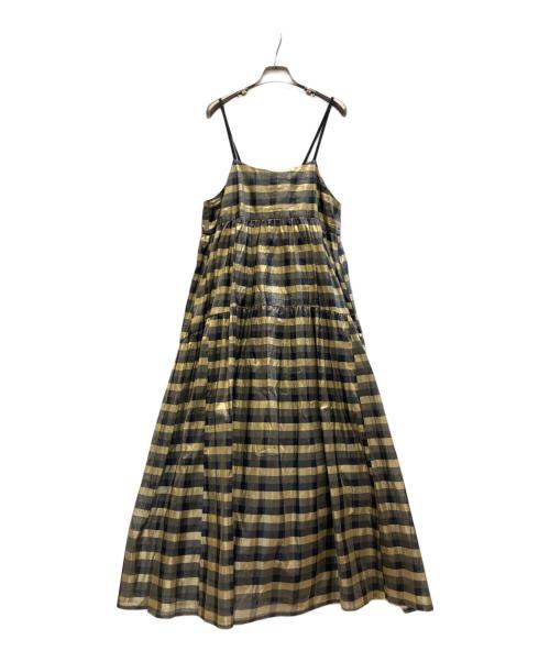 Curensology（カレンソロジー）Curensology (カレンソロジー) シャイニーチェックボーダーンピース ブラック サイズ:Freeの古着・服飾アイテム
