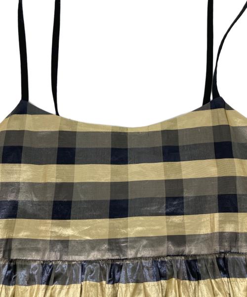 Curensology（カレンソロジー）Curensology (カレンソロジー) シャイニーチェックボーダーンピース ブラック サイズ:Freeの古着・服飾アイテム