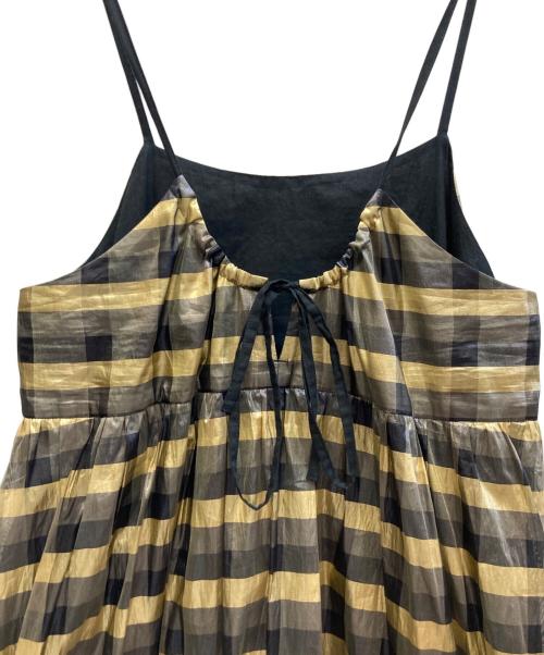 Curensology（カレンソロジー）Curensology (カレンソロジー) シャイニーチェックボーダーンピース ブラック サイズ:Freeの古着・服飾アイテム