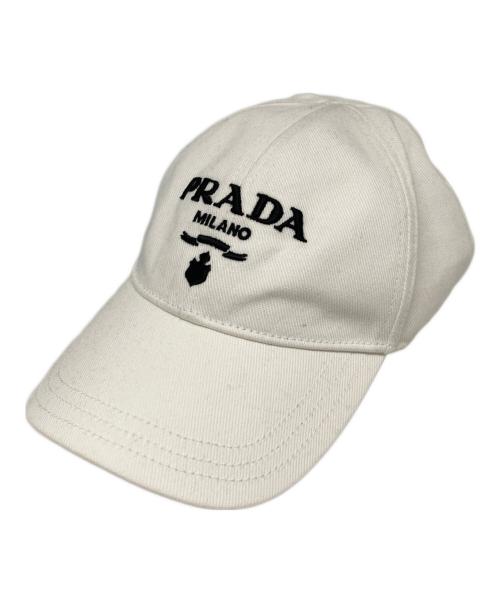 PRADA（プラダ）PRADA (プラダ) ドリルベースボールキャップ ホワイト サイズ:Ｌの古着・服飾アイテム