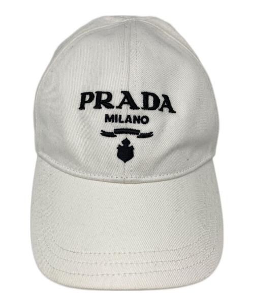 PRADA（プラダ）PRADA (プラダ) ドリルベースボールキャップ ホワイト サイズ:Ｌの古着・服飾アイテム