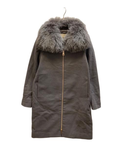HERNO（ヘルノ）HERNO (ヘルノ) ホワイトフォックスウールジップコート グレー サイズ:44の古着・服飾アイテム