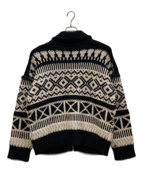 BEAUTY&YOUTH（ビューティーアンドユース）BEAUTY&YOUTH (ビューティーアンドユース) アルパカブレンドカウチン カーディガン ベージュ×ブラック サイズ:Freeの古着・服飾アイテム