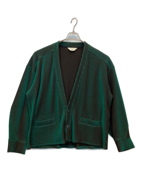 jieda（ジエダ）jieda (ジエダ) RIPPLE CARDIGAN グレー×グリーン サイズ:2の古着・服飾アイテム