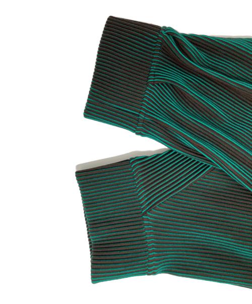 jieda（ジエダ）jieda (ジエダ) RIPPLE CARDIGAN グレー×グリーン サイズ:2の古着・服飾アイテム