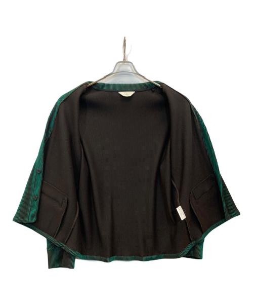 jieda（ジエダ）jieda (ジエダ) RIPPLE CARDIGAN グレー×グリーン サイズ:2の古着・服飾アイテム