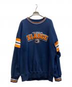 X-LARGEエクストララージ）の古着「STRIPED SLEEVE TEAM LOGO CREWNECK SWEAT」｜ネイビー