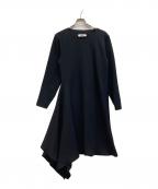 MM6 Maison Margielaエムエムシックスメゾンマルジェラ）の古着「アシンメトリーL/Sワンピース」｜ブラック