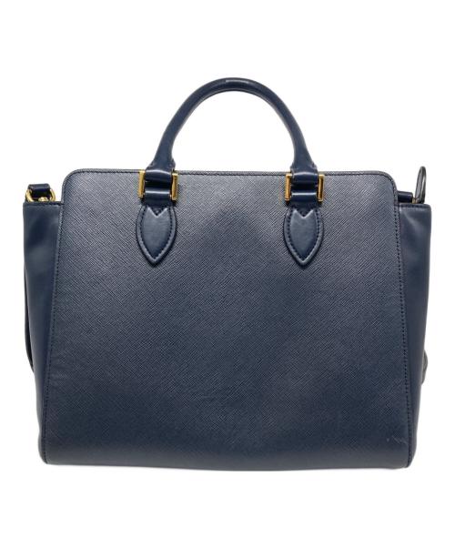 PRADA（プラダ）PRADA (プラダ) SAFFIANO + SOFT C 2WAYハンドバッグ ネイビーの古着・服飾アイテム
