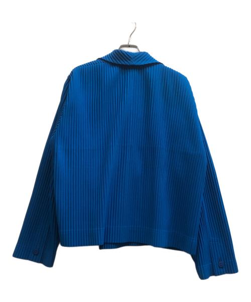 HOMME PLISSE ISSEY MIYAKE（オム プリッセ イッセイ ミヤケ）HOMME PLISSE ISSEY MIYAKE (オム プリッセ イッセイ ミヤケ) プリーツ ダブルジャケット ブルー サイズ:2の古着・服飾アイテム