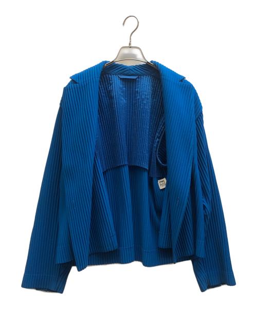 HOMME PLISSE ISSEY MIYAKE（オム プリッセ イッセイ ミヤケ）HOMME PLISSE ISSEY MIYAKE (オム プリッセ イッセイ ミヤケ) プリーツ ダブルジャケット ブルー サイズ:2の古着・服飾アイテム
