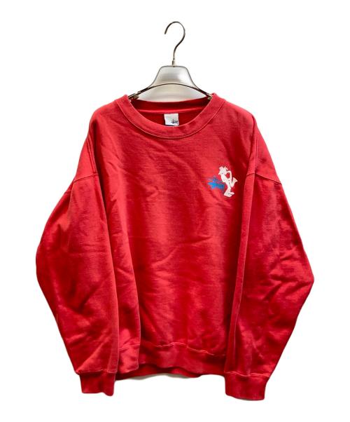 stussy（ステューシー）stussy (ステューシー) シャドーマンプリントスウェット レッド サイズ:Lの古着・服飾アイテム