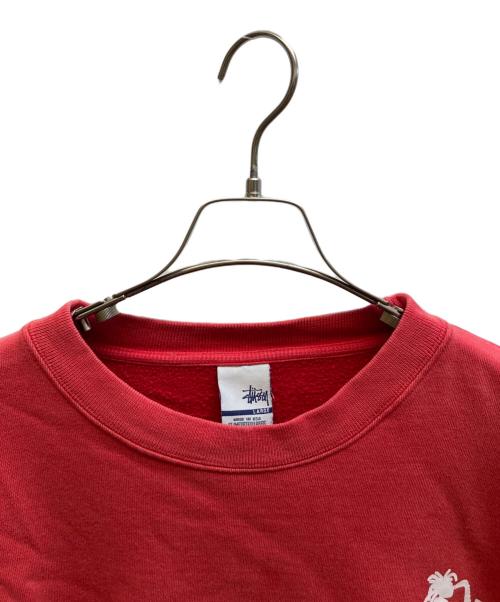 stussy（ステューシー）stussy (ステューシー) シャドーマンプリントスウェット レッド サイズ:Lの古着・服飾アイテム
