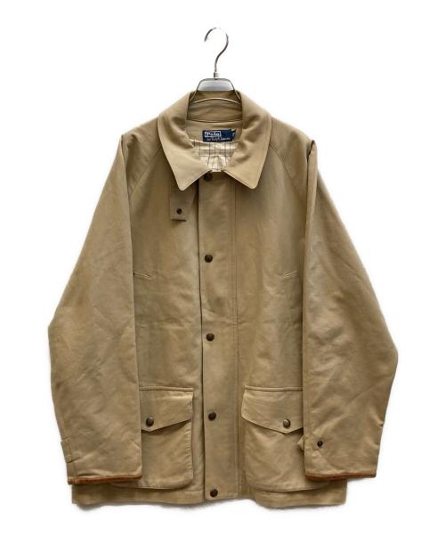 POLO RALPH LAUREN（ポロ・ラルフローレン）POLO RALPH LAUREN (ポロ・ラルフローレン) レザー 切り替えハンティングジャケット ベージュ サイズ:LLの古着・服飾アイテム